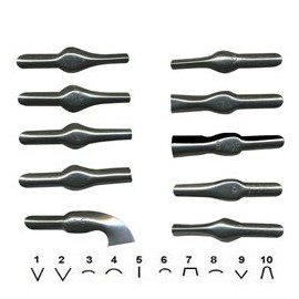 Pack of 25 Assorted Lino Cutter Blades 1 - 10