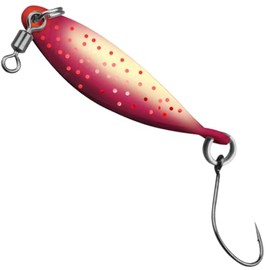 FTM Trout Spoon WOB Trout Spoon, 3.2 g, Red, White with Glitter Pink, 5201006 Spoons, Ultra Light Trout Fishing UL