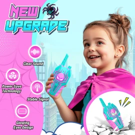 Rechargeable Spider Walkie Talkies for Girls: Birthday Toys Gifts for 3 4 5 6 7 8 9 Year Old Girl Kid Toy for Age 5-7 6-8 Kids Walkie Talkies 2 Pack Outdoor 2 Way Radio for 3-10 Years Old Girl Gift