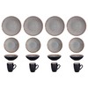 Home VSS, Stoneware Dinner Set Reactive Glaze (16pc Set, Beige)