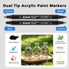 ZSCM 12 Black Acrylic Paint Markers, Dual Fine & Brush