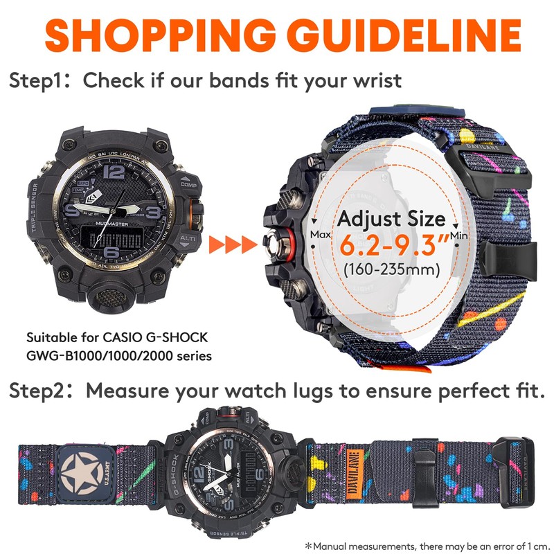 DAVILANE Nylon Military Watch Band for Casio G-shock GWG-1000 GWG1000,