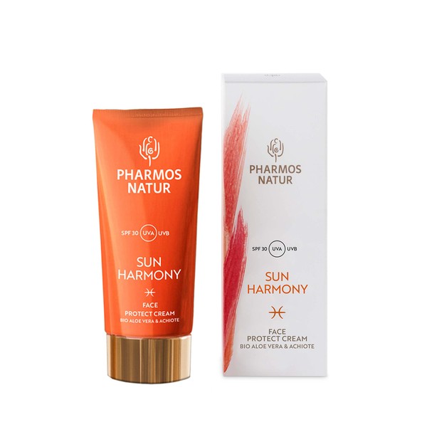 Pharmos Natural Sun Harmony Bio Face Protect Cream SPF 30 Sun Cream with Aloe Vera 50 ml for Face 50 ml Sunscreen Moisturiser SPF 30