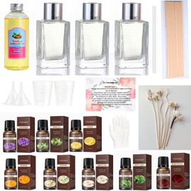 JUYRLE DIY Reed Diffuser Making Kit with Natural Essential Oils, 50ml Glass Fragrance Bottle, Flowers Rattan Sticks | Home Fragrance Gift Set for Women & Men, Aromatherapy Room Decor