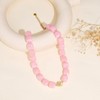 Hanfluenve Chunky Beaded Necklace for Women Boho Pink Acrylic Choker