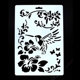 Plantilla decorativa para pintar en paredes, muebles y manualidades (flor de pájaro)