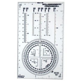 MTT PL - ARTILLERIREGEMENTET FORSOKSMODELL with Degrees and mils, Graduated in Meters and Nautical Miles for Angle Measurements for Outdoor Navigation, Hiking, Orienteering and Survival.