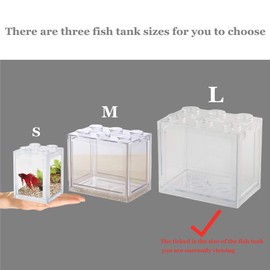 Small Betta Fish Tank, Large Fish Tank Fish Bow Aquarium with Imitation Starfish Coral Decoration, Clear Stackable Cube Tank for Turtle Ant Feeding Jellyfish Goldfish Moss Balls Insects,76oz