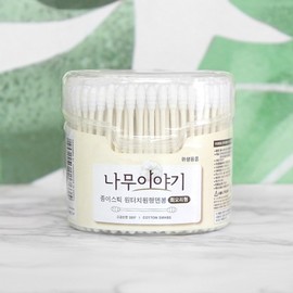 Namu Story Paper Stick One-Touch Whirlwind Cotton Swab, 300 Pieces, 1 Piece / 나무이야기 종이스틱 원터치 회오리형 면봉, 300개입, 1개
