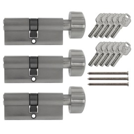 3x Knob Cylinder 70 mm Keyed Alike KD 35/35 with 10 Keys