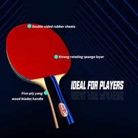 Double Fish Ping Pong Paddle Set of 4, 6 Ping Pong Balls ITTF Approval Professional 3-Star WTT with Retractable Ping Pong Net, Carrying Storage Case, Table Tennis Sets for Training, Game, Family Fun