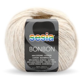 Baby Alpaca, Superfine Merino Wool, Cotton, 2 Skeins, 458 Yds/3.5 oz., Needles US 6-7, Sesia Bon Bon (2, Beige - 6177)