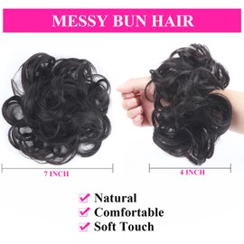 RESACA Messy Bun Hair Piece-Human Hair Messy Rose Hair Buns Hairpiece for Women Real Updo Extension Ponytail (Natural Black 2 Count)