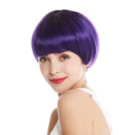 WIG ME UP - VK-6-DEEPVIOLYS4 Women's Wig Short Page Bob Pony Ombre Mix Dark Brown Purple