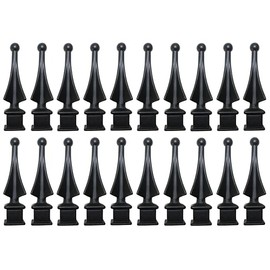 1/2" Black Plastic Four-Sided Spire Wing Tip Finial Fence Topper for Iron Picket Fence (25, 1/2")