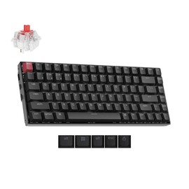 Keychron K2 75% Layout QMK Wireless and Wired Options Mechanical Keyboard Super Red Switch, Paired with Shine-Through Double-Shot PBT Keycaps for Mac Windows-Version 3