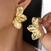 Gold Chunky Dangle Earrings for Women, Gold Plated Irregular Leaf