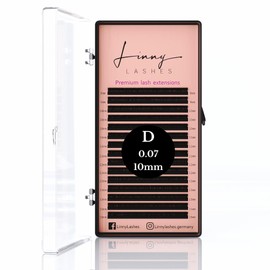 LINNY LASHES Eyelash Extension, D Curl, 16 Rows, Thickness 0.07 0.05 0.03, Length 8-15 mm, Mix Box, Lash Extensions (D-Curl 0.07, 10 mm)