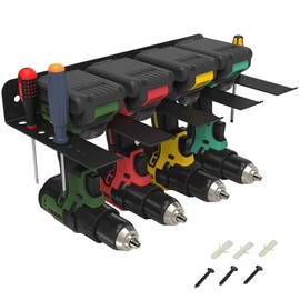 ULIBERMAGNET Power Tool Organizer, Utility Storage Rack Shelf with Screwdriver Holder,Heavy Duty Cordless Drill Holder,Removable Tool Rack Suitable for Garage, Workshop and Warehouse