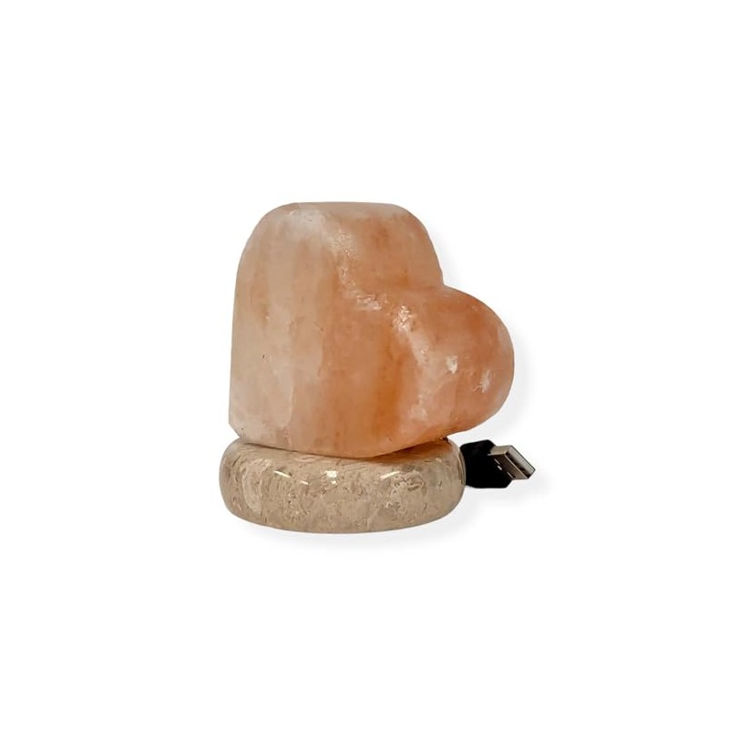 USB Himalayan Salt Lamp - Heart Love Carved Shape Pink