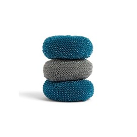 Full Circle Clean Ocean Netted Scrubbers - Set of 3 Dish Scrubbers. Non-Stick Safe. Quick Drying. Odor Resistant. Made Out of 100% Recycled Fishing Nets. Dishwasher Safe