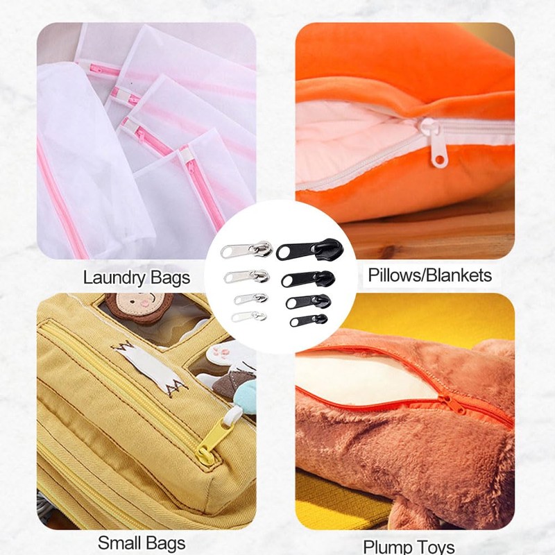 8 PCS Zipper Repair Kit Spare Zipper Pull 4 Sizes
