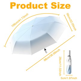 BSITSSS 1 PCS Travel Umbrella, Windproof Automatic Umbrella, UV Protection Umbrella, Compact Folding Umbrella for Men Women, Portable Folding Backpack Umbrella for Wind and Rain (Blue)