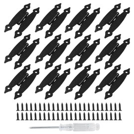 Kyuionty 12 Pack H-Shape Cabinet Hinges, 3.5 Inch Length Hammercraft Flat Flush Mount Door Hinges for Kitchen Cupboard Wardrobe (Black)