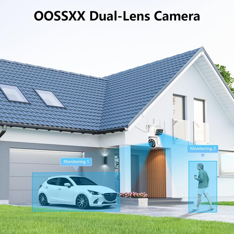 (2026 New) 4MP Dual Lens WiFi Security Camera System, 130°