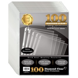 GOLD SEAL 100 Count Diamond Clear Extra Heavyweight Sheet Protectors, 4 mils Strong,8.5 x 11, Top Load, 100 Pack