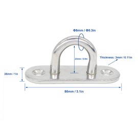 NOVSINO Stainless Steel Ceiling Hooks Wall Hooks, M8 Screw Mount Hook Hangers, Pad Eye Straps Tie Down Anchor Point Rigging, Pack of 4