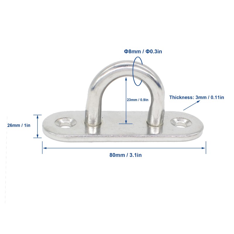 NOVSINO Stainless Steel Ceiling Hooks Wall Hooks, M8 Screw Mount