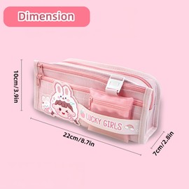 KCatsy Panda Pencil Case Large Pencil Case Pens Pencil Case Shake Penal Teenager School Pencil Case Gifts for Girls Boys, S Rabbit Girl Pink, School backpack