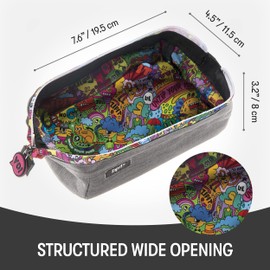 ZIPIT Lenny Pencil Case | Large Capacity Pencil Pouch | Pencil Bag for School, College and Office (Grey)