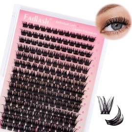 FADLASH Lash Clusters DIY Natural Eyelash Clusters Waterproof Individual Lashes Wispy Faux Mink Cluster Lashes Application at Home 10-16mm (R13-D-10-16mm Mixed)
