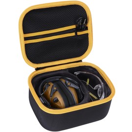 Peyyargo Storage Case Compatible with Walker's Razor Slim Shooting Hearing Protection Electronic Earmuffs (Black + Yellow Zipper)