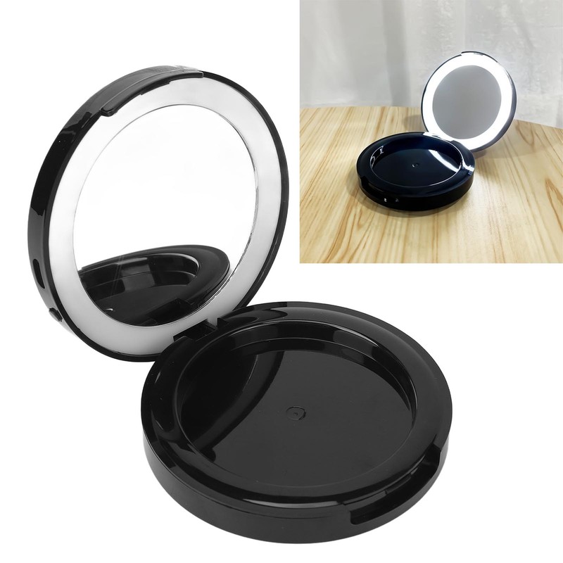 Cushion Foundation Case LED Light Round Mirror Compact Internal Case