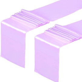 Fynite 2 Pack Satin Table Runner 12 x 108 Inches Long | Lavender Satin Table Runner for Party Wedding Banquet Decorations | Bright and Smooth Silk Fabric Party Table Runner - Lavender
