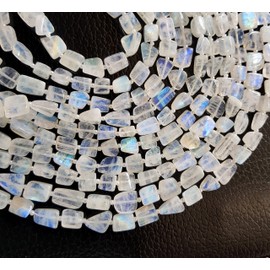 Genuine Rainbow Moonstone Bead Flashy Fire Gemstone | Smooth Tumble/Nuggets 35+ Bead/Strand Size - 8x9 to 9x13 MM Jewelry Making [NSKU-15]