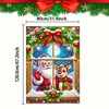 BlissYard Merry Christmas Banner Backdrop Santa Claus and Reindeer Window