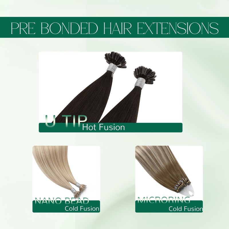 Easyouth U Tip Hair Extensions Brown Keratin Tip Hair Extensions