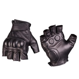 Mil-Tec Men's Fingerless Leather Gloves Black size L