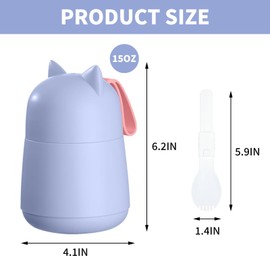 KIGI 15OZ Thermo Food Jar with Spoon,Wide Mouth Insulated Soup Containers Vacuum Mug with Lid for Hot or Cold Food (Beige)