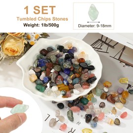 PATIKIL Tumbled Chips Stones, 1lb/500g Fluorite Tumbled Gravel Gemstone Crushed Stones Crystal Natural Rocks Bulk for Jewelry Making Crafts Vase Filler Plant Decor, Green Fluorite