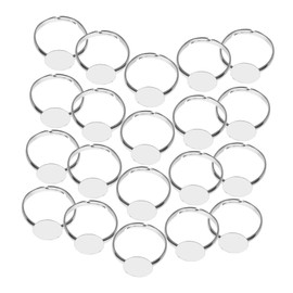 SEWACC 20pcs Adjustable Blank Ring Supports for Jewelry Making Metal Round Pad Ring Settings for DIY Crafts Flexible Sizing for Creative Possibilities and More