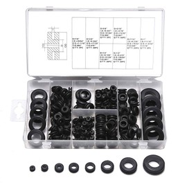 Pack of 180 8 Sizes Black Rubber Seal Electrical Conductor Seal Ring Rubber Washers Assortment Kit for Protecting Wires, Plugs and Cables
