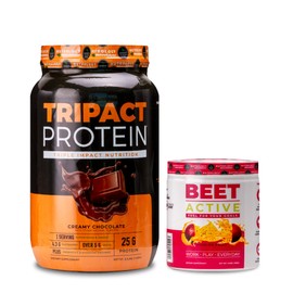 Nutrology TRIPACT Protein Powder, 7-in-1 Meal Replacement Shake, Creamy Chocolate (40 Servings) Beet Active, Natural Pre-Workout Powder, Passion Fruit Flavor (30 Servings)