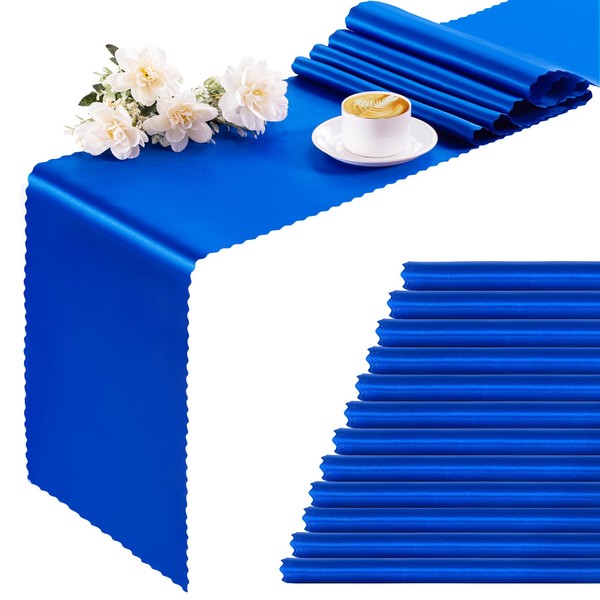 Claphin 12-Pack Satin Table Runner, 12 x 108 Inch Royal