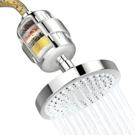 SNORF Regadera con Filtro para Ducha de 20 Etapas para Agua Más Limpia | Regaderas para Baño con Cabezal de 6 Pulgadas y Alto Flujo, Filtro que Ayuda 