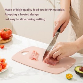 Plastic Cutting Board Set of 3, Multipurpose Chopping Boards Set BPA Free for Kitchen Meat Veggies Fruits Camping Travel, Dishwasher Safe Easy to Clean (Dark Gray, Light Pink, Cream)